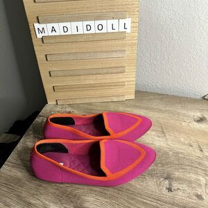 Birdies Women’s 5 Blackbird Knit Flats Tropical Pink Orange Shoes